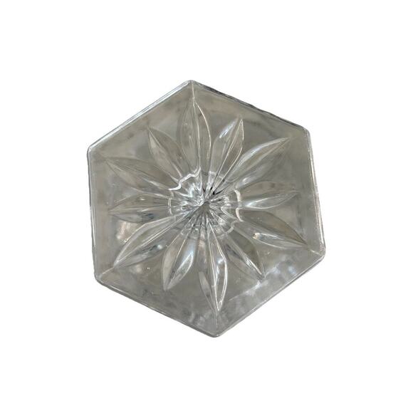 7" American Brilliant Cut Floral Star Crystal Pedestal Footed Bowl Glows Pink! - Picture 11 of 14